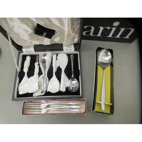 288 - Cutlery and flatware: to include silver plated spoons  boxed sets 