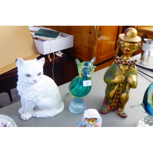 27 - Ornamental and other ceramics and glassware: to include a model owl and a fish  6