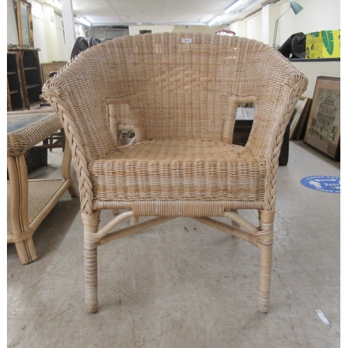 270 - A modern woven cane conservatory suite, comprising four chairs and a glass topped coffee table  22