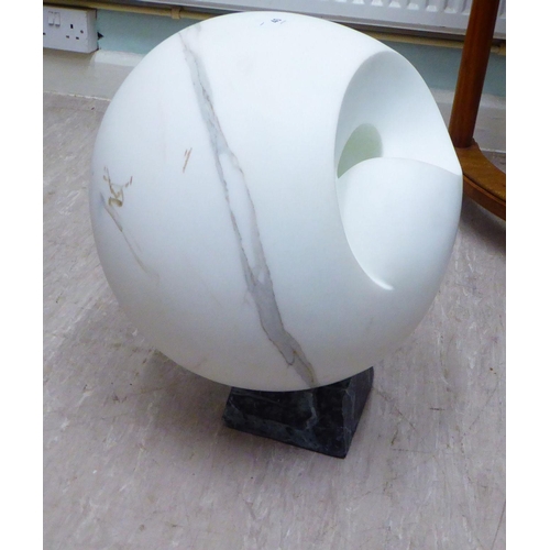 40 - A modern abstract design marble ball sculpture, on a plinth  15