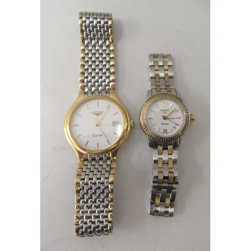 120 - A ladies Tissot wristwatch in a stainless steel case; and a Longines, faced by a baton dial with a q... 