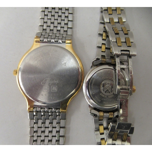 120 - A ladies Tissot wristwatch in a stainless steel case; and a Longines, faced by a baton dial with a q... 