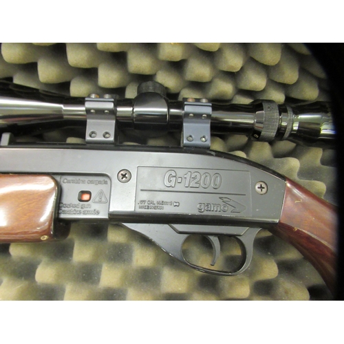 126 - A G-1200 Gamo .177 calibre air rifle with a Silver Crown sight  cased