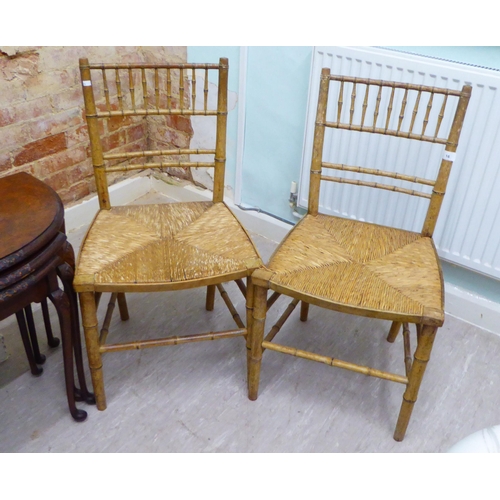 16 - Small furniture: to include a pair of early 20thC Regency style faux bamboo framed bedroom chairs, e... 