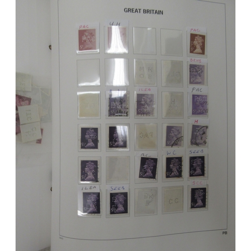 71 - Two albums containing uncollated British definitive perfin stamps from Queen Victoria-Queen Elizabet... 