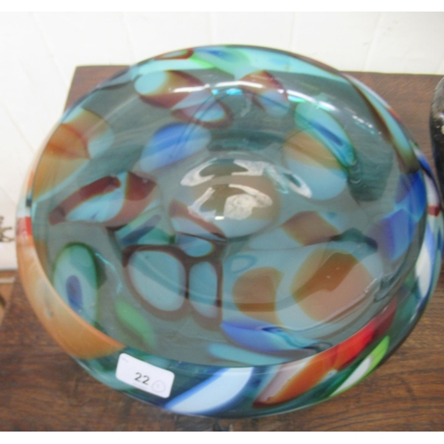 22 - A (probably) Murano multi-coloured glass shallow fruit bowl  18