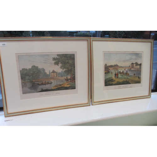 109 - Two framed 19thC coloured prints, viz. 'Die Ferdinands-Brucke' in Wein and Das Lusthaus in Prater&nb... 