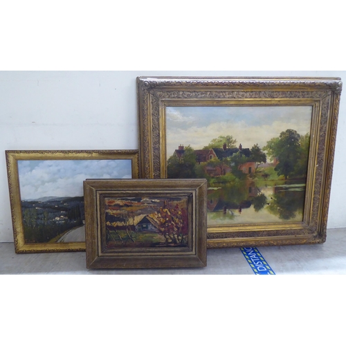 119 - Three early 20thC framed oil paintings, landscapes  two bearing signatures  largest 16