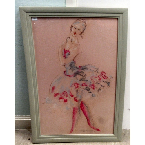 124 - European School - a ballerina  pastel  bears an indistinct signature  25