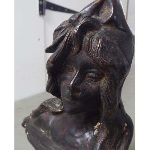 146 - A French Art Nouveau inspired bronze bust entitled 'Bohem**ne'  9.5