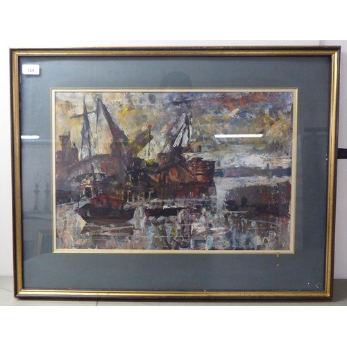 149 - Ernst Eisenmayer - an abstract industrial harbour scene  watercolour  bears a signature&nb... 