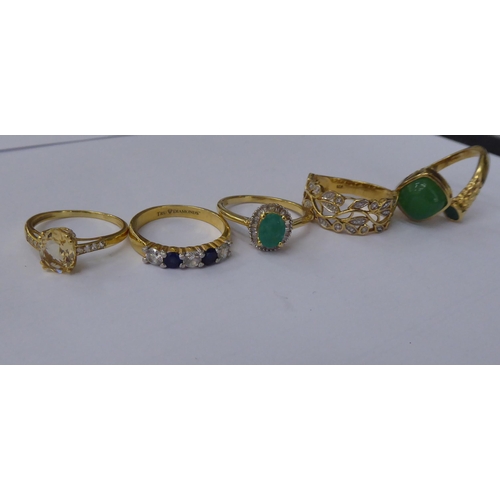 161 - Silver gilt and other dress rings, set with white and coloured stones 