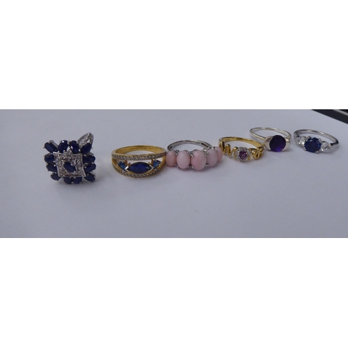 161 - Silver gilt and other dress rings, set with white and coloured stones 