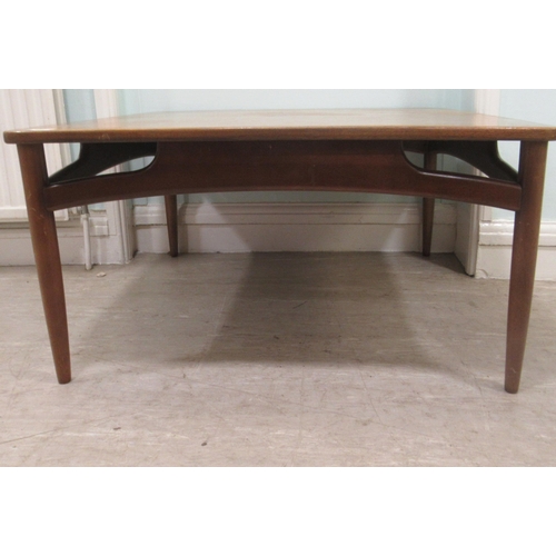 171 - A 1970s teak coffee table, the top with round corners, raised on turned legs  17