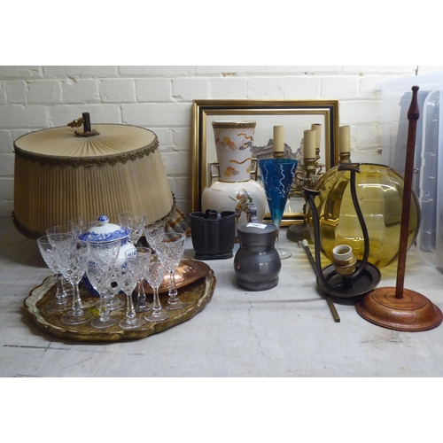 197 - A mixed lot: to include pedestal glasses; two table lamps  12