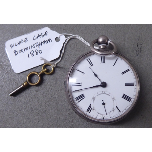 2 - A mid 19thC silver cased Waltham pocket watch, faced by a white enamel Roman dial with a subsidiary&... 