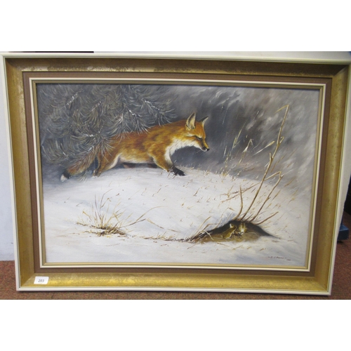 203 - Dennis J Pearce - 'Meagre Fare'  oil on canvas  bears a signature & dated '86  bears a Mall Gall... 