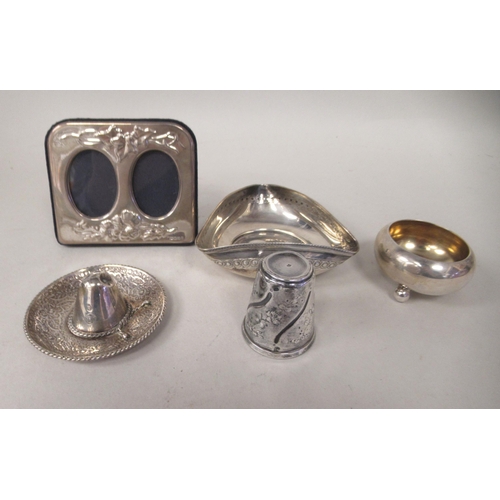 206 - Silver and white metal collectables: to include a miniature Mexican sombrero  stamped Sterling