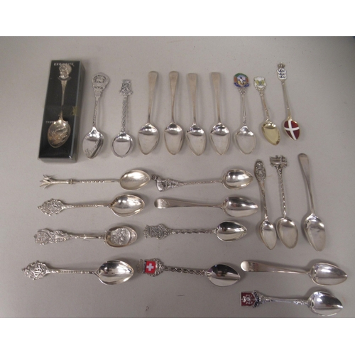 223 - A miscellany of silver and white metal spoons  mixed marks; EPNS collector's spoons; and Georgian si... 