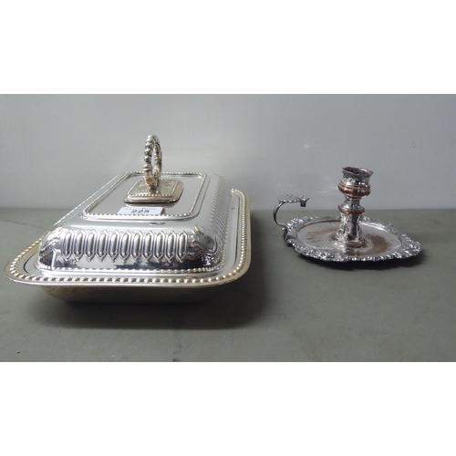 225 - Silver plated tableware: to include teaware; and an entree dish and cover