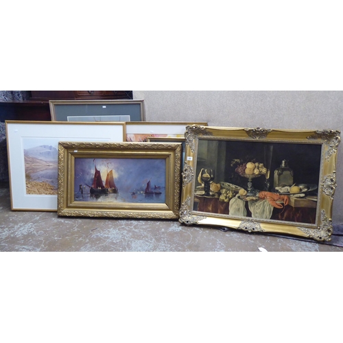 250 - A framed processed oil and other prints: to include an interior scene  18