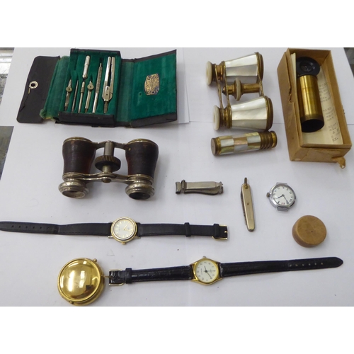 264 - Collectable items: to include a pair of brass and mother-of-pearl bound opera glasses