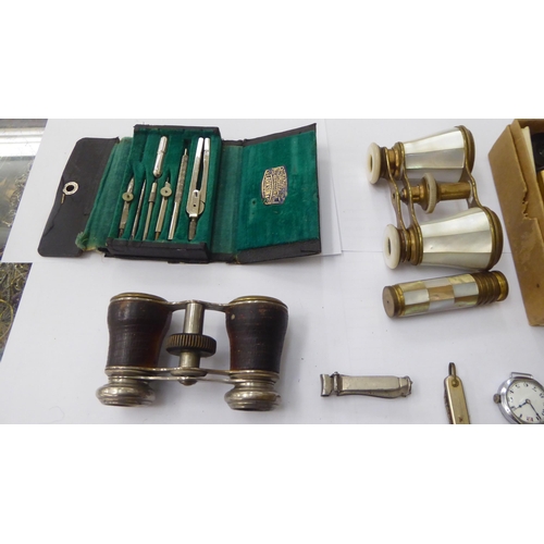 264 - Collectable items: to include a pair of brass and mother-of-pearl bound opera glasses