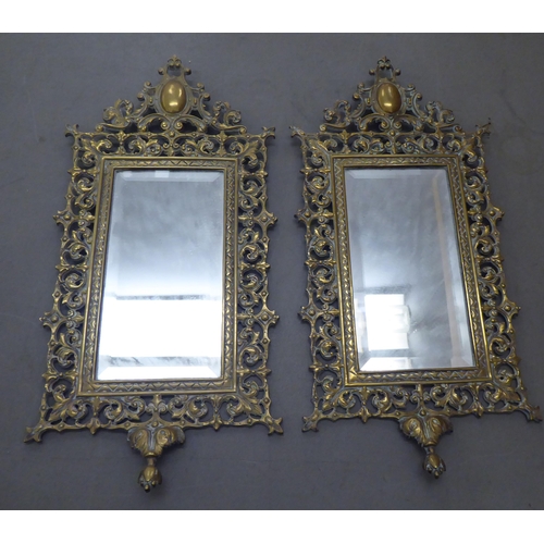 269 - A pair of cast brass framed ornate mirrors  19