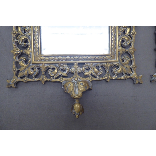 269 - A pair of cast brass framed ornate mirrors  19