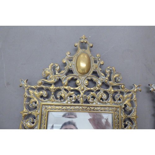 269 - A pair of cast brass framed ornate mirrors  19