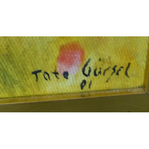 276 - Toto Gurzel - an abstract study  oil on canvas  bears a signature & dated '01  24... 