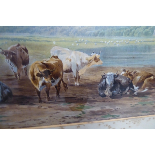 281 - C Pearson - cattle beside a lake, in a mountainous landscape  watercolour  bears a signature & d... 