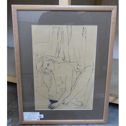 288 - Mid 20thC British School - a nude  pen & ink  bears an indistinct signature & dated 1958  19... 