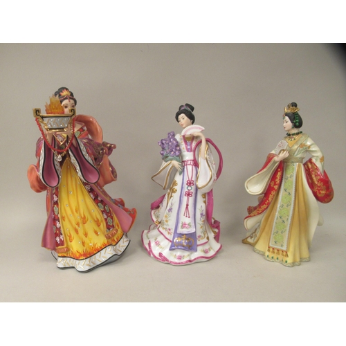 29 - Seven Danbury Mint porcelain figures, by Lena Lill, depicting variously attired Japanese women: to i... 