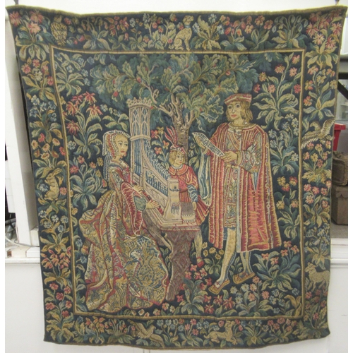 307 - A machine made Flemish tapestry, decorated in colours with Medieval figures  48