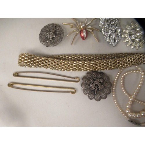 31 - Items of personal ornament: to include paste brooches, one fashioned as a spider 