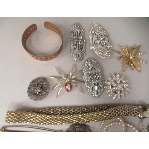 31 - Items of personal ornament: to include paste brooches, one fashioned as a spider 