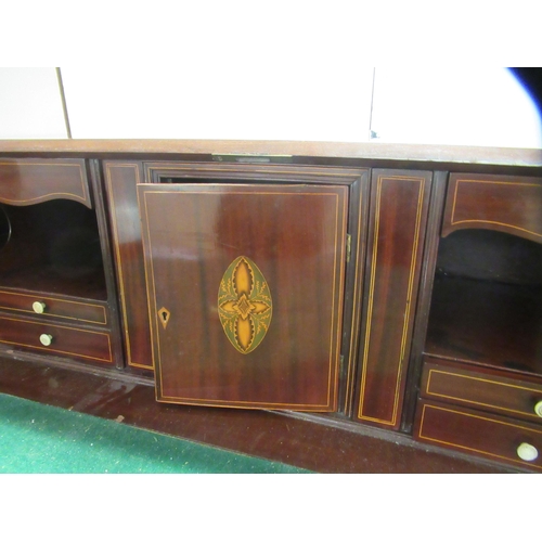 328 - An Edwardian style bureau with string inlaid, marquetry, satinwood and ebony decoration, the fall fr... 