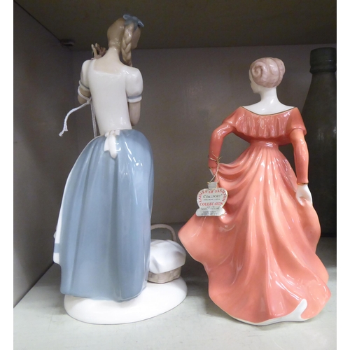 33 - Four porcelain figures: to include Royal Doulton 'Claire'  HN3646  8.5