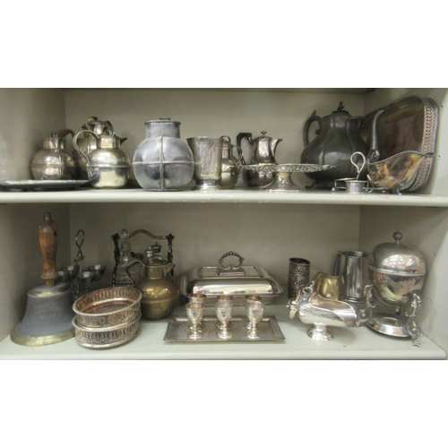 335 - Silver plated and other tableware: to include a sauce boat and other pouring vessels