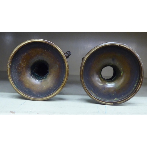 339 - A pair of patinated bronze, baluster shape flower vases with grilles  7