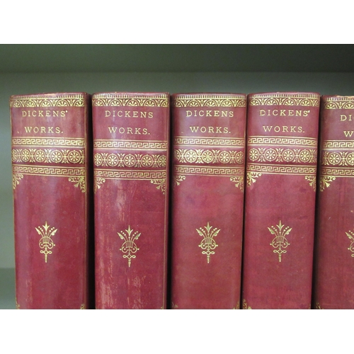 341 - Books: 'Charles Dickens Illustrated Works' published by Pollard & Moss, in ten tooled and gilded... 