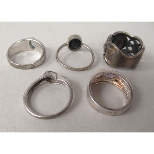 35 - Silver and white metal and other coloured metal costume jewellery: to include rings and a 9ct gold p... 