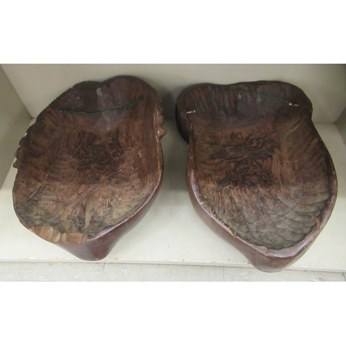 352 - Two similar carved African hardwood masks  18