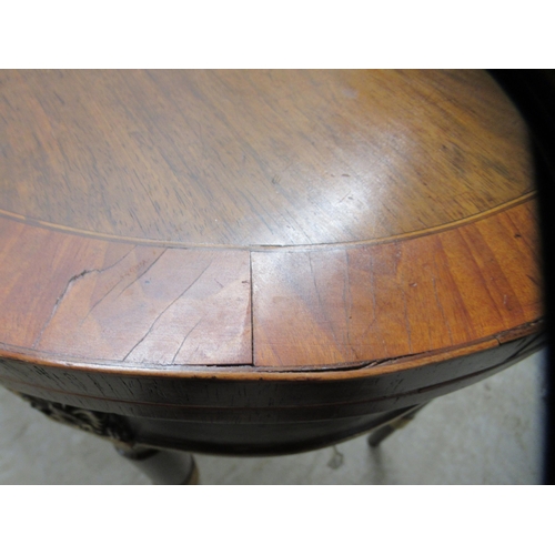 363 - An early 19thC rosewood and crossbanded satinwood, D-shape card table, the foldover top revealing a ... 