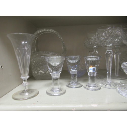 389 - Glassware: to include a set of six crystal hocks and three 'penny licks'