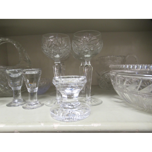 389 - Glassware: to include a set of six crystal hocks and three 'penny licks'