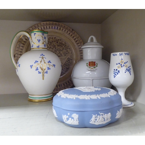 390 - Decorative ceramics: to include a 19thC Staffordshire pottery figure with a lion  7