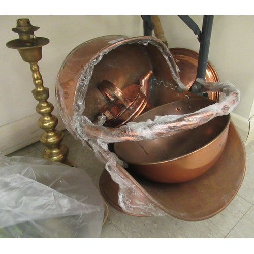 396 - A mixed lot: to include a late Victorian copper coal scuttle with a swing top handle