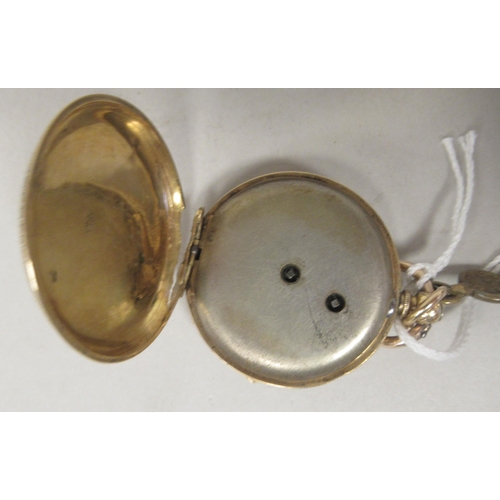 41 - An 18ct gold cased pocket watch with bright-cut engraved ornament, faced by an engine turned and flo... 